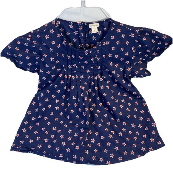 J. Crew Crewcuts Girls 100% Cotton Top stars Size 10 Style #L4936 Button Back - Picture 1 of 8